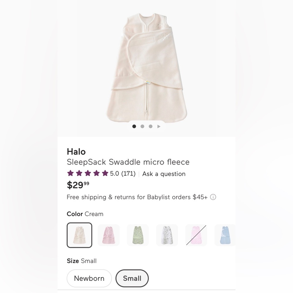 EUC Halo Sleepsack Swaddle